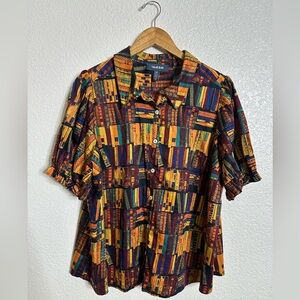 Modcloth Colorful Bookshelf Print Women's Blouse